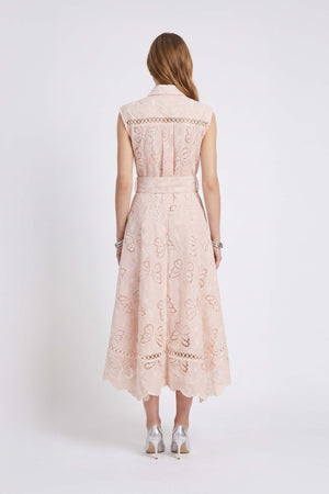 Julieta Eyelet Butterfly Midi Vestido 526265 ROS