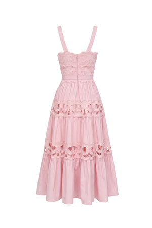 Inés Lace Belted Tiered Maxi Vestido  526266 ROP