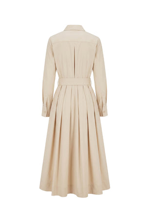 Nora Belted Pleated Shirt Midi Vestido 526271 BEI
