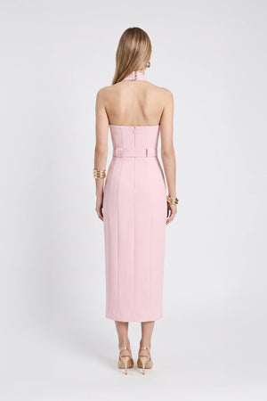Elena Halter Wrap-Front Belted Midi Vestido 526272 ROS