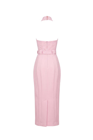 Elena Halter Wrap-Front Belted Midi Vestido 526272 ROS
