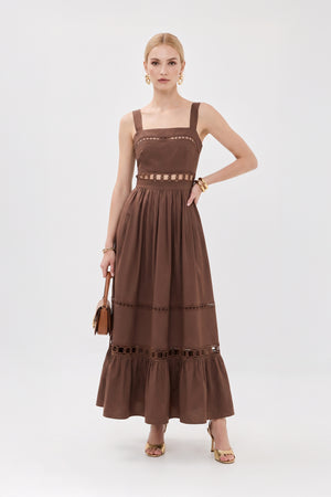 Victoria Cutout Lace Maxi Vestido 526280 CAF