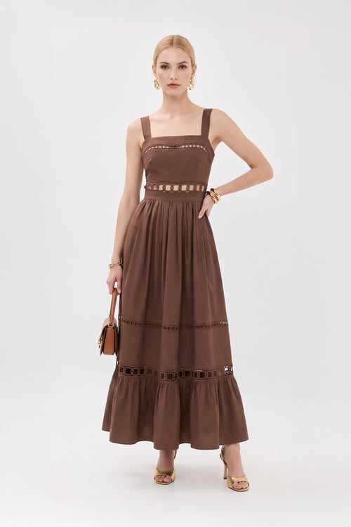 Victoria Cutout Lace Maxi Vestido 526280 CAF
