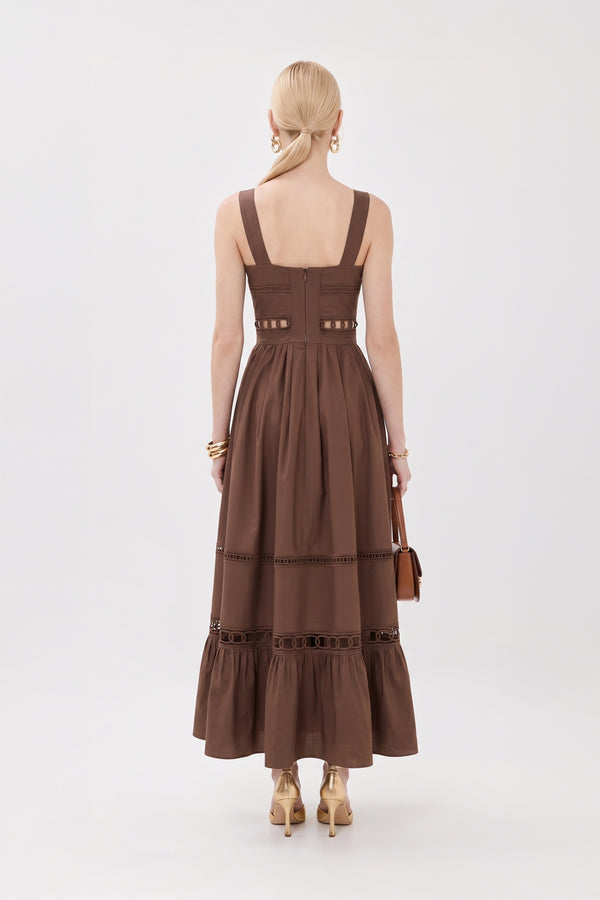 Victoria Cutout Lace Maxi Vestido 526280 CAF