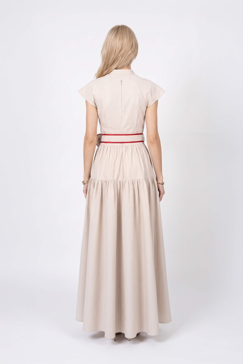 Julieta Floral Belt Tiered Midi Vestido 526302 ARE