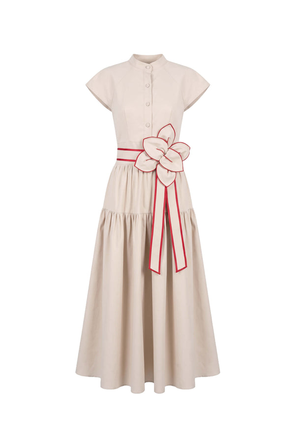 Julieta Floral Belt Tiered Midi Vestido 526302 ARE