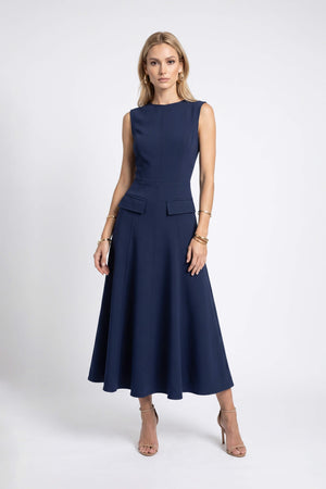 Gala Flap Pocket Midi Vestido 526304 MAR