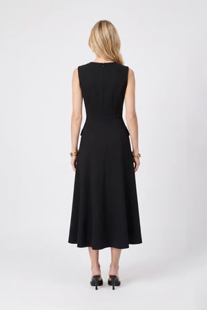 Gala Flap Pocket Midi Vestido 526304 NEG