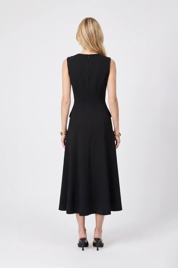 Gala Flap Pocket Midi Vestido 526304 NEG