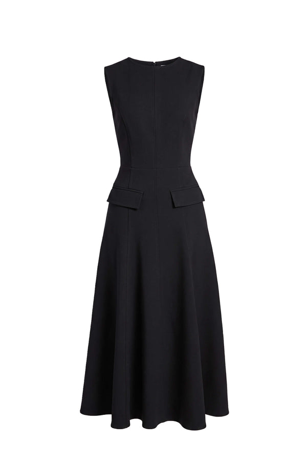 Gala Flap Pocket Midi Vestido 526304 NEG