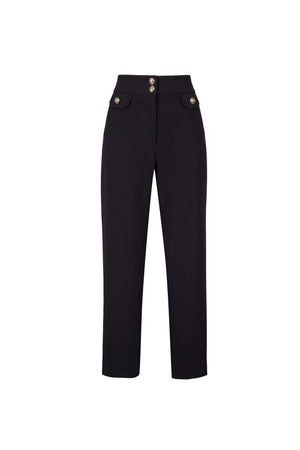 Alexa High-Waist Button Straight Pants 532163 NEG