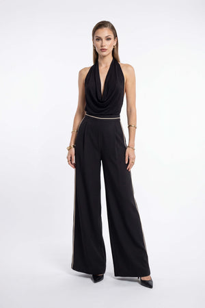 Sofía Halter Cowl-Neck Backless Blusa 753039 NEG