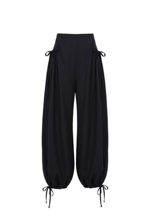 Cassandra Contrast Waistband Drawstring Balloon Pantalón 532182 NEG