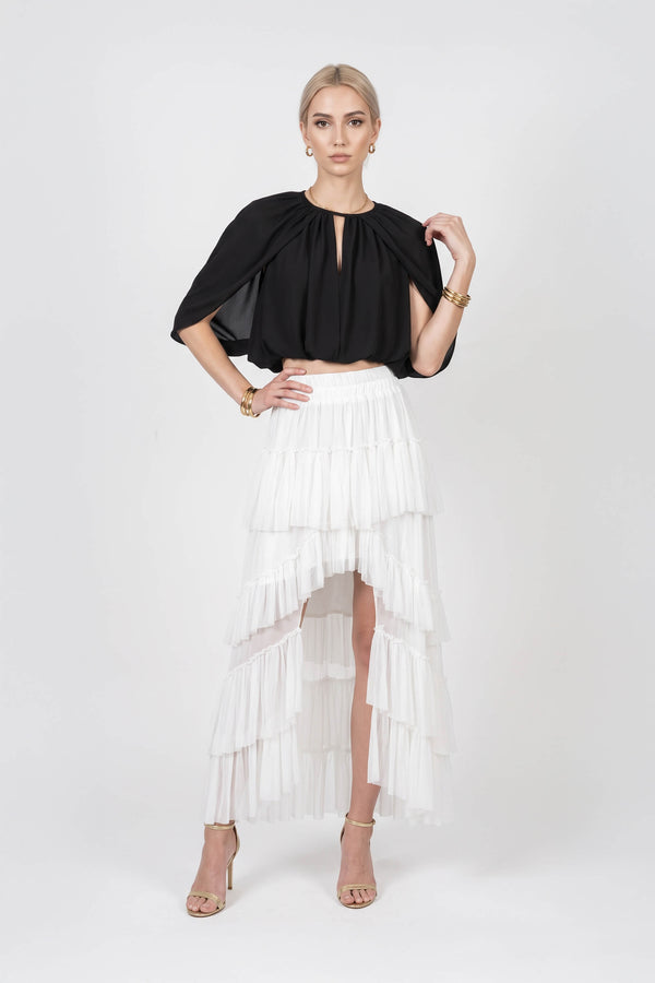 Inés Keyhole Cape Cropped Blusa 850160 NEG