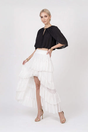 Inés Keyhole Cape Cropped Blusa 850160 NEG