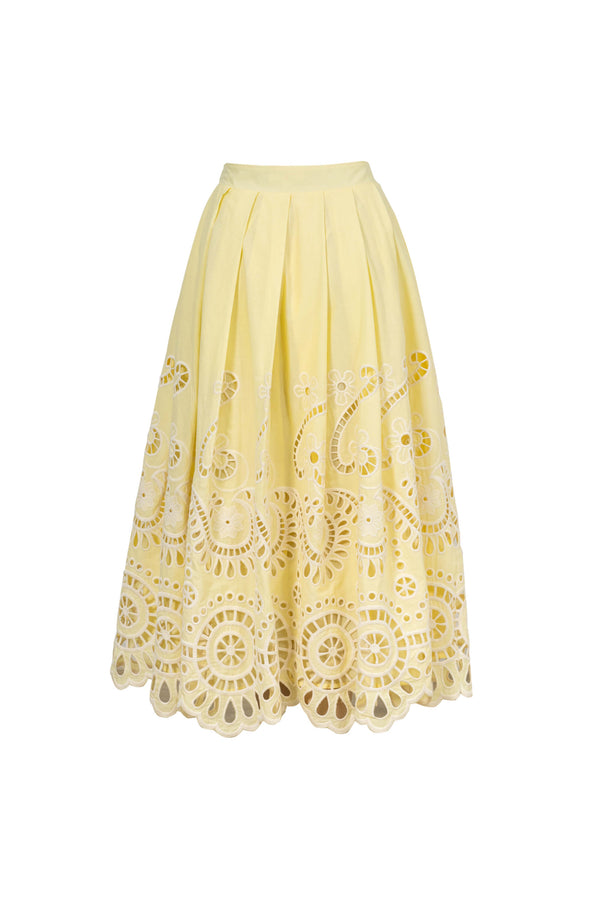 Isabella Eyelet Embroidered Midi Skirt