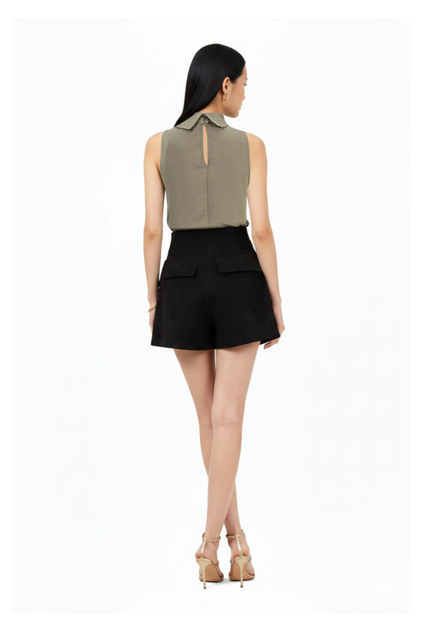 Gala Belted Flap Pocket High-Waist Shorts  731107 NEG