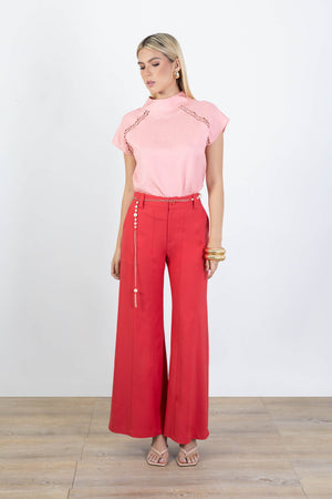 Olive Wide-Leg Pantalón