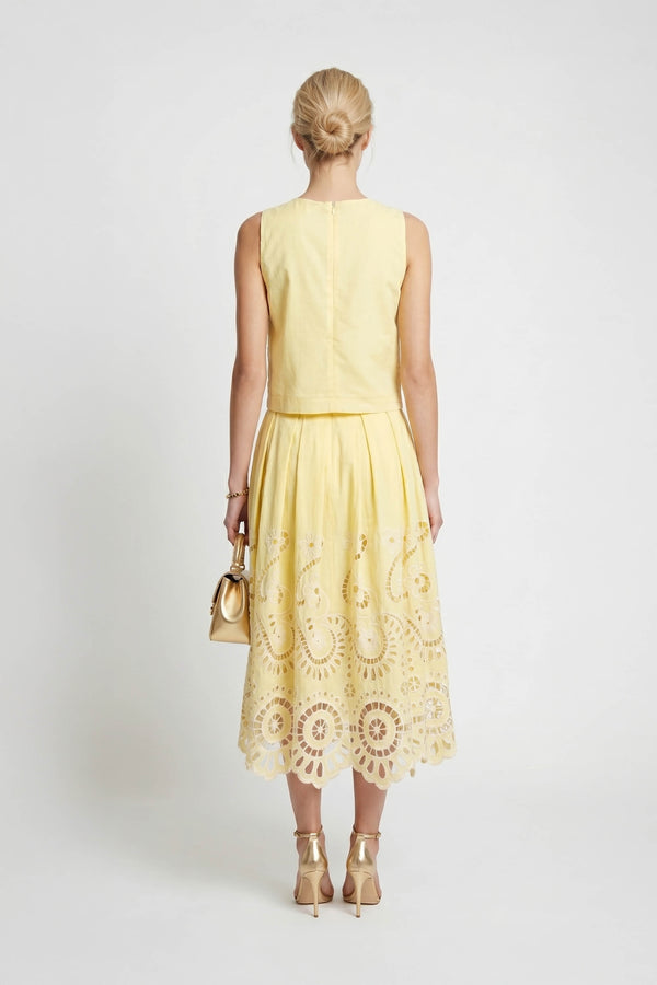 Isabella Eyelet Embroidered Midi Skirt
