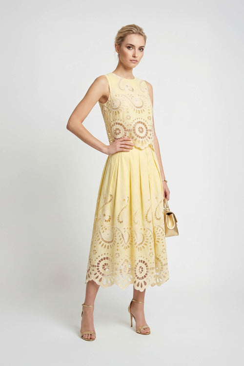Isabella Eyelet Embroidered Midi Skirt 541349 AMA