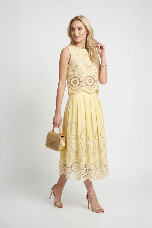 Isabella Eyelet Embroidered Midi Skirt