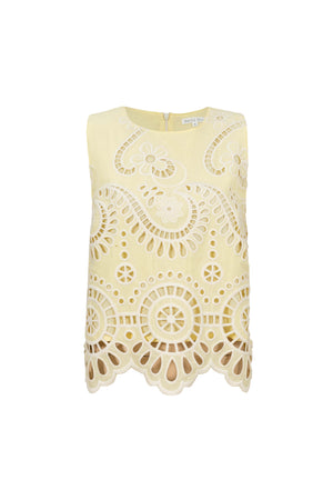 Brindisi Yellow Paisley Eyelet Cotton Shell Top