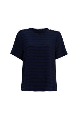 Bianca Shoulder-Button Short-Sleeve Blusa 554322