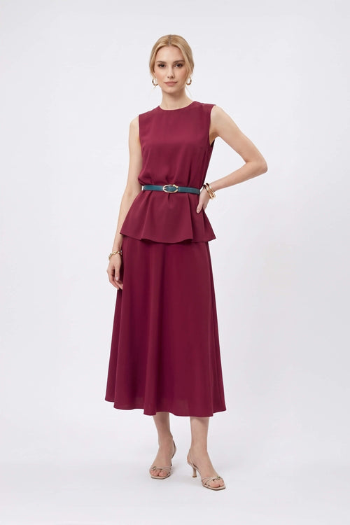 Adriana Belted Peplum Sleeveless Blusa 554325 BET