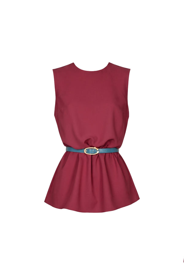 Adriana Belted Peplum Sleeveless Blusa 554325 BET