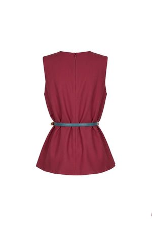Adriana Belted Peplum Sleeveless Blusa 554325 BET