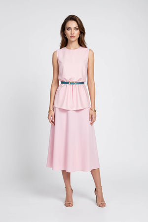 Adriana Belted Peplum Sleeveless Blusa 554325 ROS