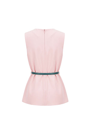 Adriana Belted Peplum Sleeveless Blusa 554325 ROS