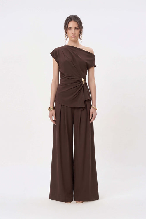 Renata Button Detail Wide-Leg Pantalón 532162 CAF
