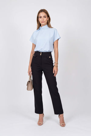 Alexa High-Waist Button Straight Pants 532163 NEG
