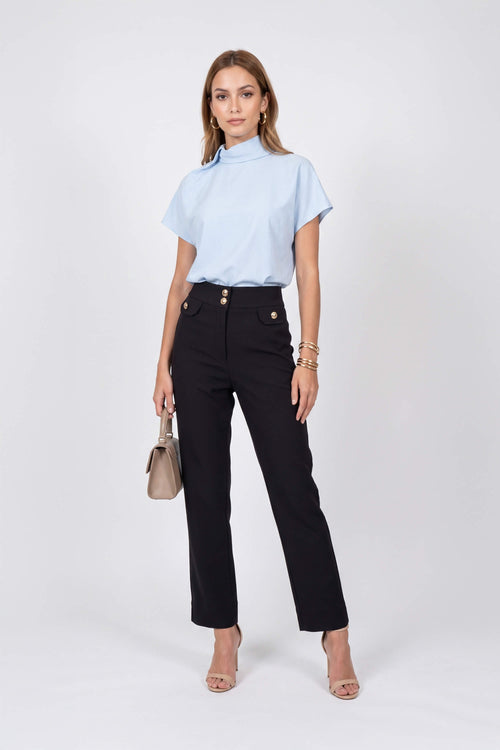 Alexa High-Waist Button Straight Pants 532163 NEG