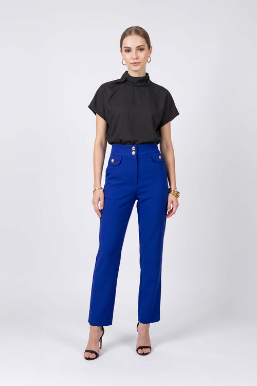Alexa High-Waist Button Straight Pants 532163 REY