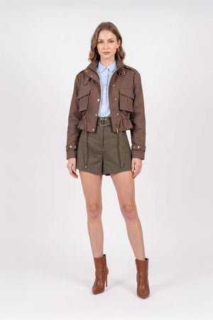Cassandra Cropped Utility Jacket 700495 CAF