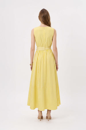 Luciana Striped Belted Maxi Vestido 723110 AMA