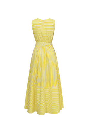 Luciana Striped Belted Maxi Vestido 723110 AMA
