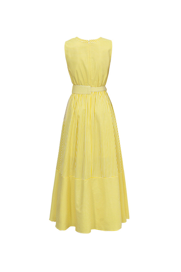Luciana Striped Belted Maxi Vestido 723110 AMA