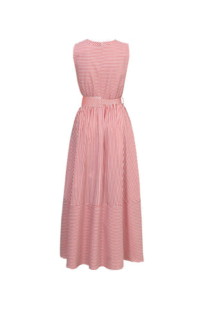 Luciana Striped Belted Maxi Vestido 723110 ROJ