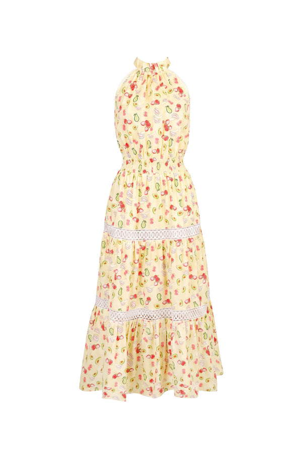 Lucía Halter Fruit Tiered Maxi Vestido 723112 AMA