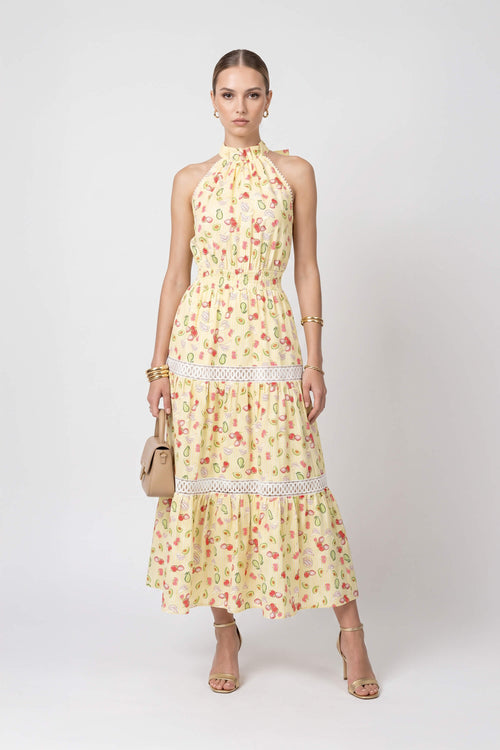 Lucía Halter Fruit Tiered Maxi Vestido 723112 AMA