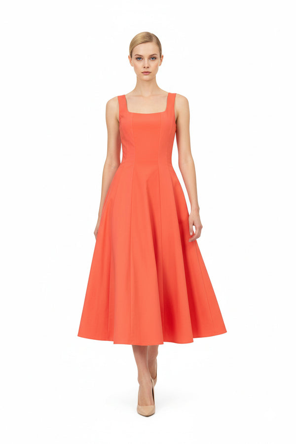 Camila Square Neck Midi Vestido 723116 COR