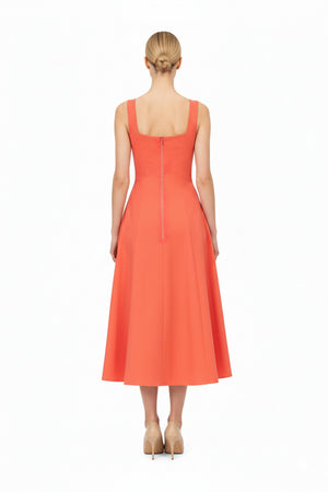 Camila Square Neck Midi Vestido 723116 COR