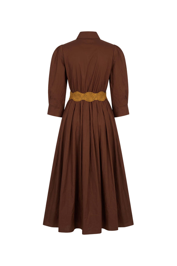 Olivia Belted Striped Shirt Maxi Vestido 723127 CAF