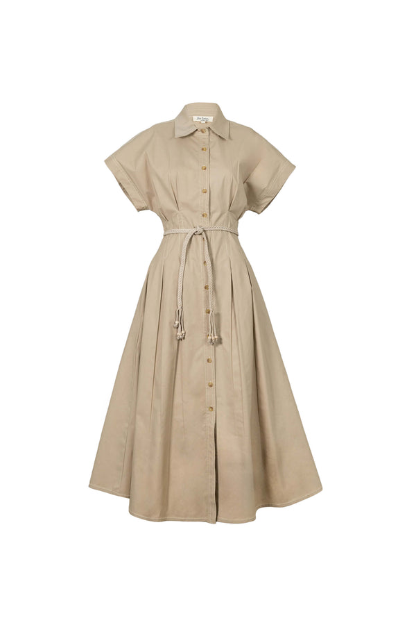 Alessia Keyhole Smocked-Cuff Vestido 723137