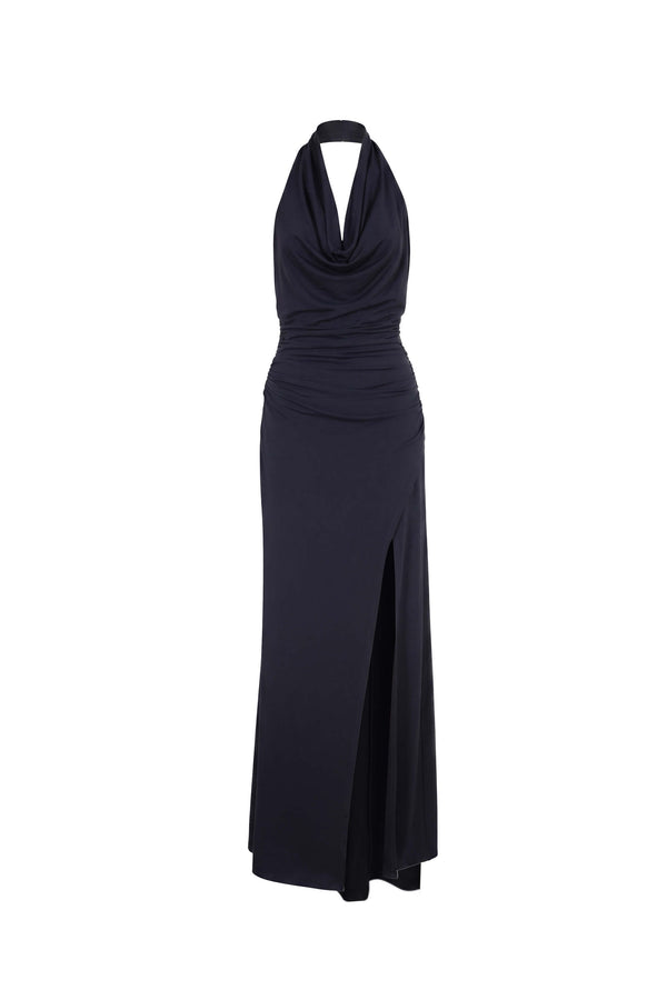 Inés Halter Cowl-Neck Maxi Vestido 723139 NEG