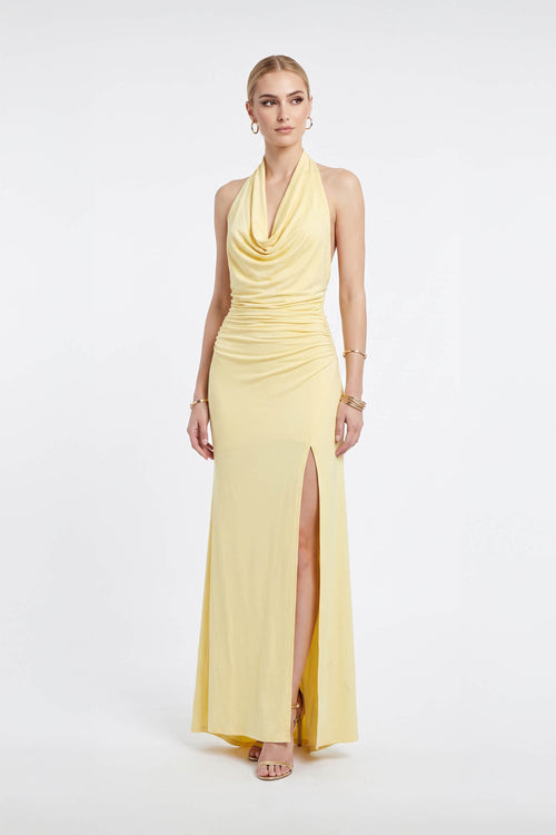 Inés Halter Cowl-Neck Maxi Vestido 723139 PAJ