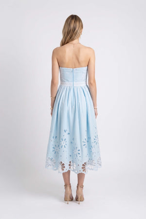 Sofia Strapless Embroidered Midi Vestido 723153 AZU